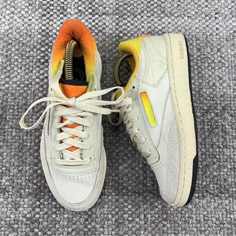 Reebok Club C 85 Smiley Men 4.5 White Orange GV9492 Gradient Sneaker